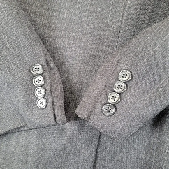 Hickey Freeman Canterbury Mens 2 Piece Suit 42L Gray Wool 35 Pleated Pants USA